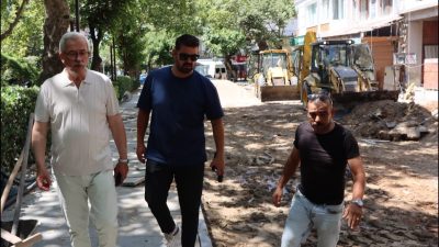 Erdek Belediyesi ile Balıkesir Büyükşehir Belediyesi iş birliğinde sürdürülen asfalt