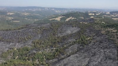 Altıeylül ‘de gece müdahalesi yapılan yangına sabah saatlerinde havadan müdahale