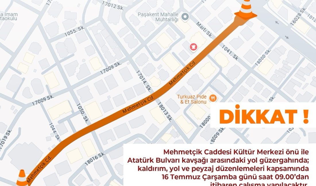 Bandırma Belediyesi, Mehmetçik Caddesi üzerinde kaldırım, yol ve peyzaj düzenlemeleri