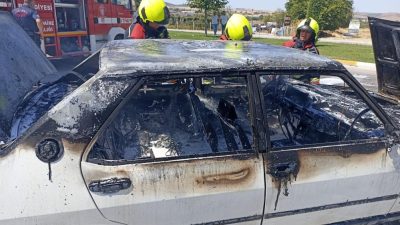 Balıkesir’in Karesi ilçesinde seyir halindeki LPG’li  otomobil nedeni bilinmeyen bir