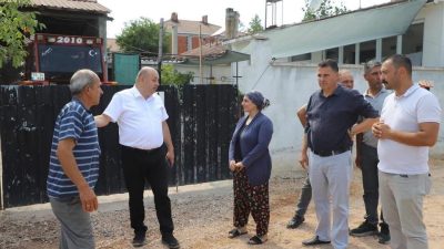 Gönen Belediye Başkanı İbrahim Palaz, Karalarçiftliği Mahallesi’nde yapılacak parke taşı