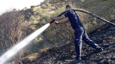  Çınarlı Mahallesi liman mevkiinde çıkan arazi yangını, ekiplerin müdahalesiyle kontrol