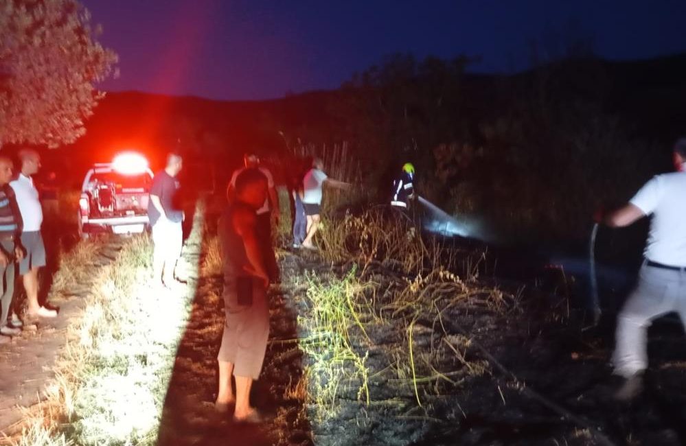 Erdek’te böğürtlenlik alanda çıkan yangın söndürüldü Sahil Mahallesi Kabak Tarla mevkisinde çıkan arazi yangını itfaiye ekiplerinin