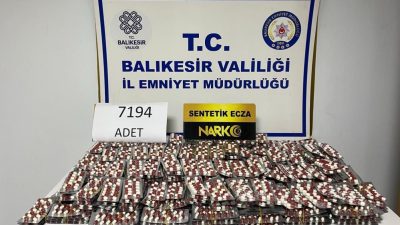 Ayvalık’ta polis ekiplerince düzenlenen uyuşturucu operasyonunda 7 bin 194 adet