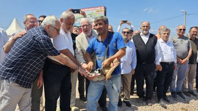 Bandırma Onyedi Eylül Üniversitesi yerleşkesinde yapımı süren camide, giriş ve
