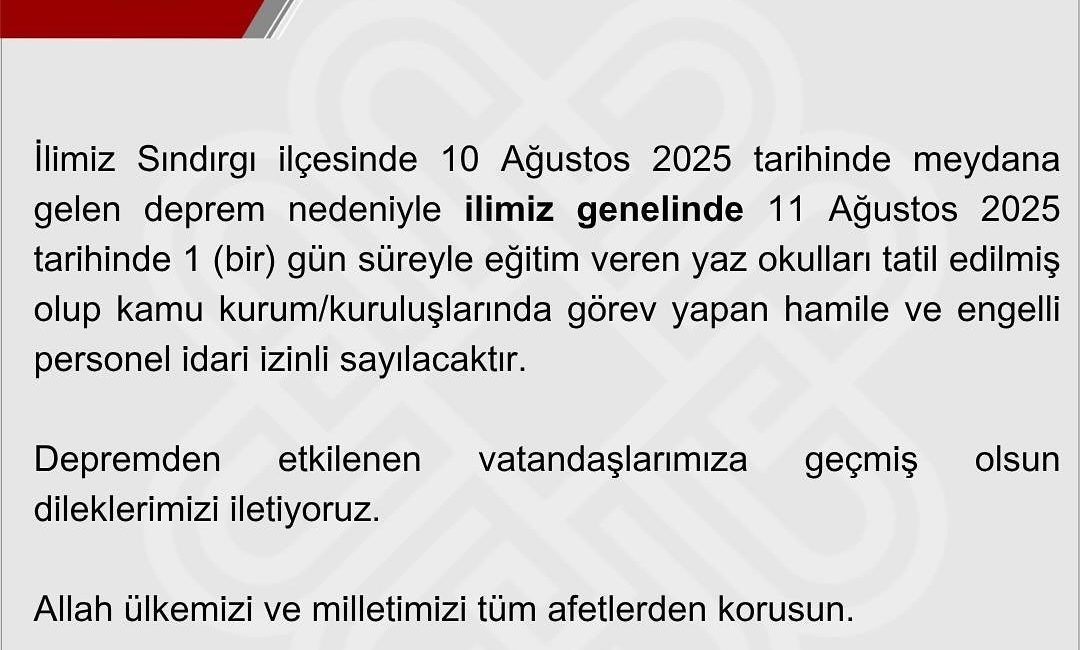 Balıkesir’de deprem sonrası eğitime ara Sındırgı depremi sonrası il genelinde yaz okulları 1 gün tatil