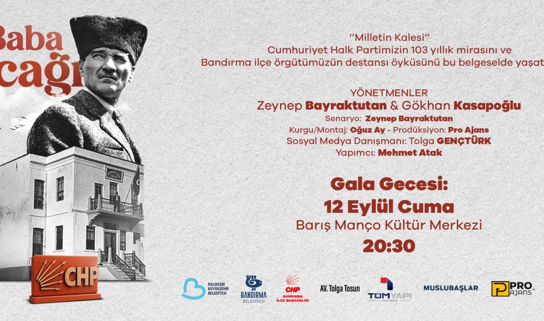 Atak: “Kayyumlara karşı Baba Ocağı belgeselinde buluşuyoruz” Bandırma CHP İlçe Örgütü’nün, Bandırma’daki tarihine ışık tutacak olan “Milletin