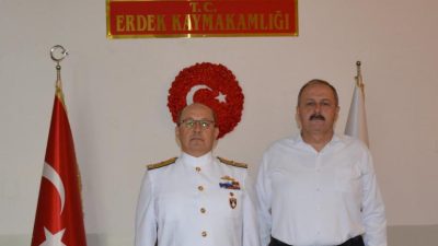 Erdek’e atanan Mayın Filo Komutanı Tuğamiral Birol Orak, Erdek Kaymakamı