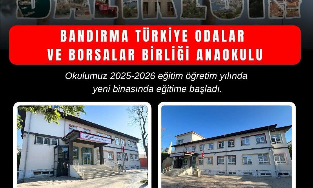Bandırma TOBB Anaokulu yeni eğitim yılına modern binasında başladı Bandırma Türkiye Odalar ve Borsalar Birliği Anaokulu, 12 derslikli yeni