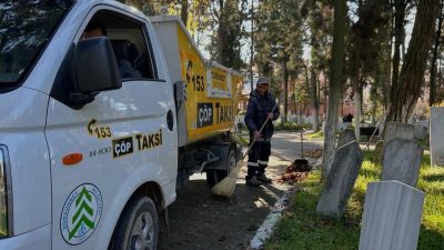 Dursunbey Belediyesi kış öncesi yürütülen temizlik çalışmaları ile mezarlıklarda hijyen