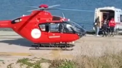 Avşa Adası’nda rahatsızlanan bir vatandaş, denizde etkili olan lodos nedeniyle