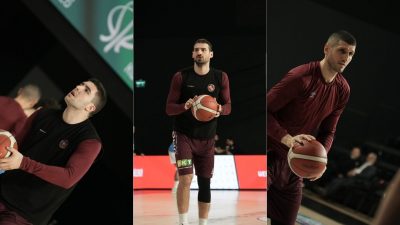 Türkiye Basketbol Ligi 20. hafta karşılaşmasında Parmoss Otel Bandırma Bordo