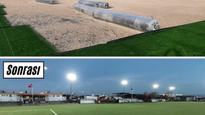 Bandırma Sanayi Sitesi’nde bulunan sentetik futbol sahasında bakım ve onarım
