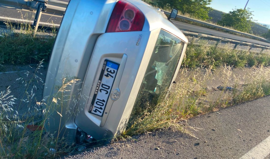 Balıkesir’de trafik kazası Balıkesir-Bursa kara yolunda meydana gelen tek taraflı trafik kazasında araç