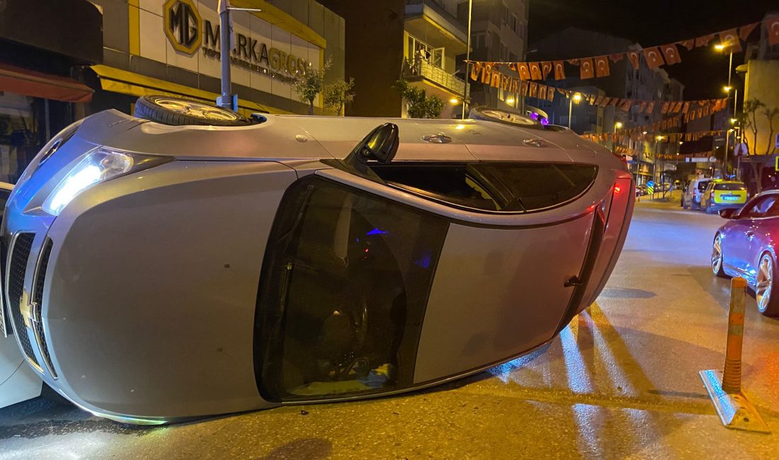 Bandırma’da kontrolden çıkan otomobil yan yattı Ordu Caddesi’nde meydana gelen trafik kazasında direksiyon hakimiyetini kaybeden sürücünün