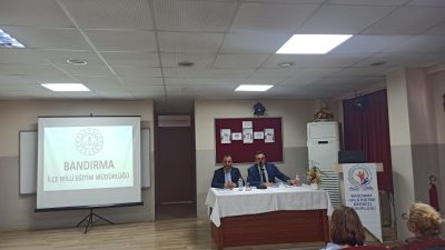 Bandırma İlçe Milli Eğitim Müdürü Mutlu Aslan’ın başkanlığında düzenlenen toplantıda,