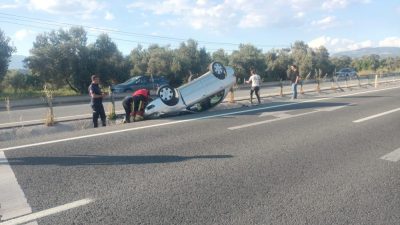  Havran ‘da bir otomobilin kontrolden çıkması sonucu meydana gelen tek