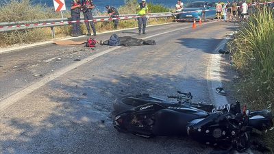 Balıkesir’in Erdek ilçesine bağlı Ocaklar–Narlı yolu üzerinde meydana gelen trafik