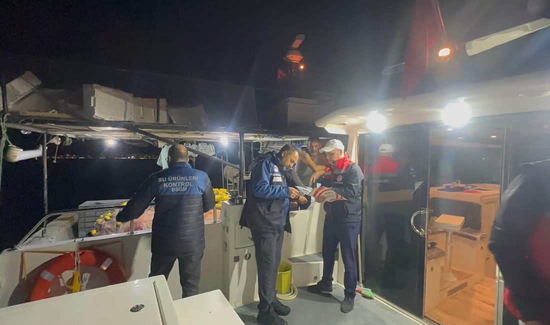 Erdek’te gece avcılığı yapan tekneler denetlendi Su ürünleri kaynaklarının korunması amacıyla Erdek açıklarında gerçekleştirilen kontrollerde balıkçı
