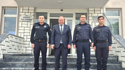 İlçe Jandarma Komutanlığında yapılan değerlendirme toplantısına Kaymakam Turgut Gülen’in yanı